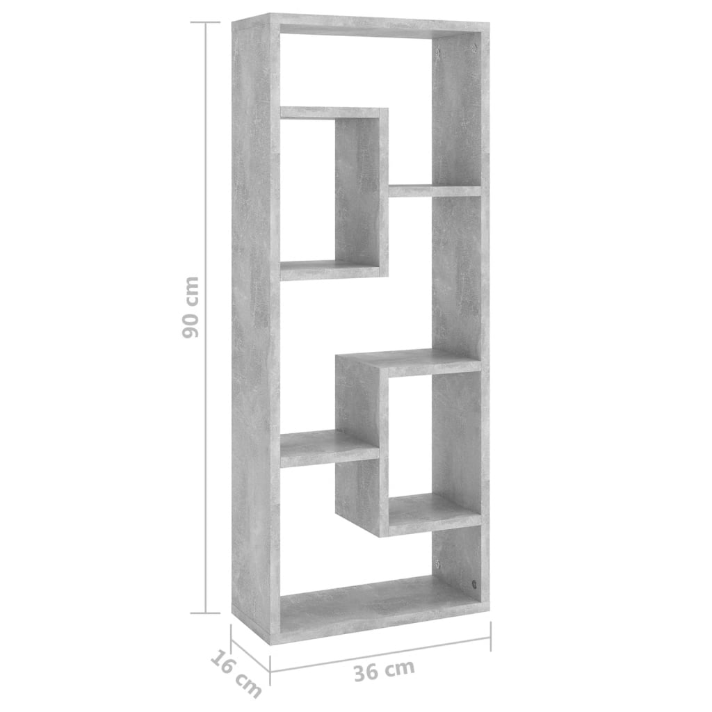 betonszürke szerelt fa fali polc 36 x 16 x 90 cm