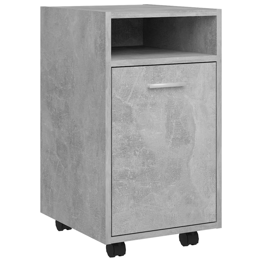 betonszürke szerelt fa kerekes kisszekrény 33 x 38 x 60 cm
