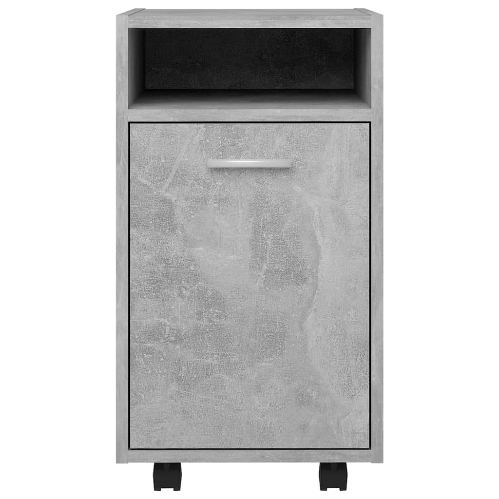betonszürke szerelt fa kerekes kisszekrény 33 x 38 x 60 cm