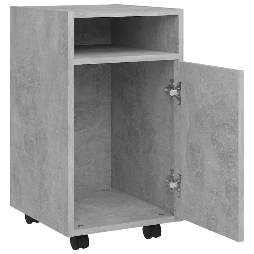 betonszürke szerelt fa kerekes kisszekrény 33 x 38 x 60 cm