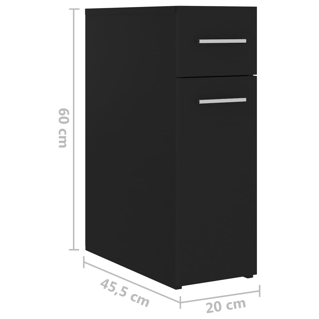 fekete szerelt fa patikaszekrény 20 x 45,5 x 60 cm