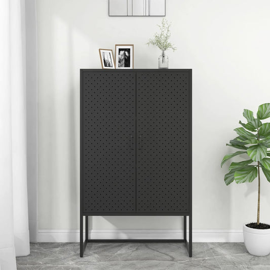 fekete acél magasszekrény 80 x 35 x 135 cm