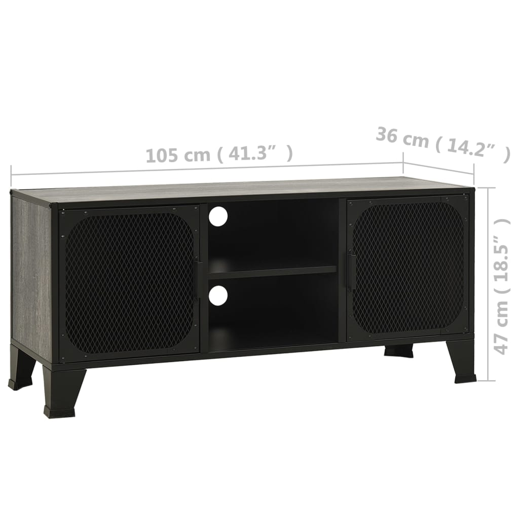 szürke fém és MDF TV-szekrény 105 x 36 x 47 cm