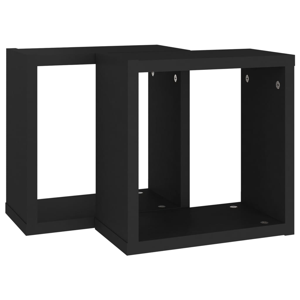 2 db fekete fali kockapolc 30 x 15 x 30 cm