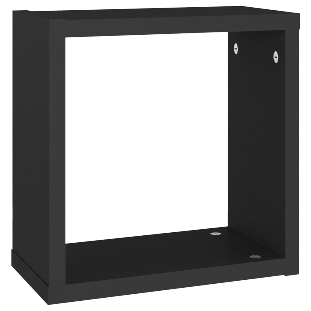 2 db fekete fali kockapolc 30 x 15 x 30 cm