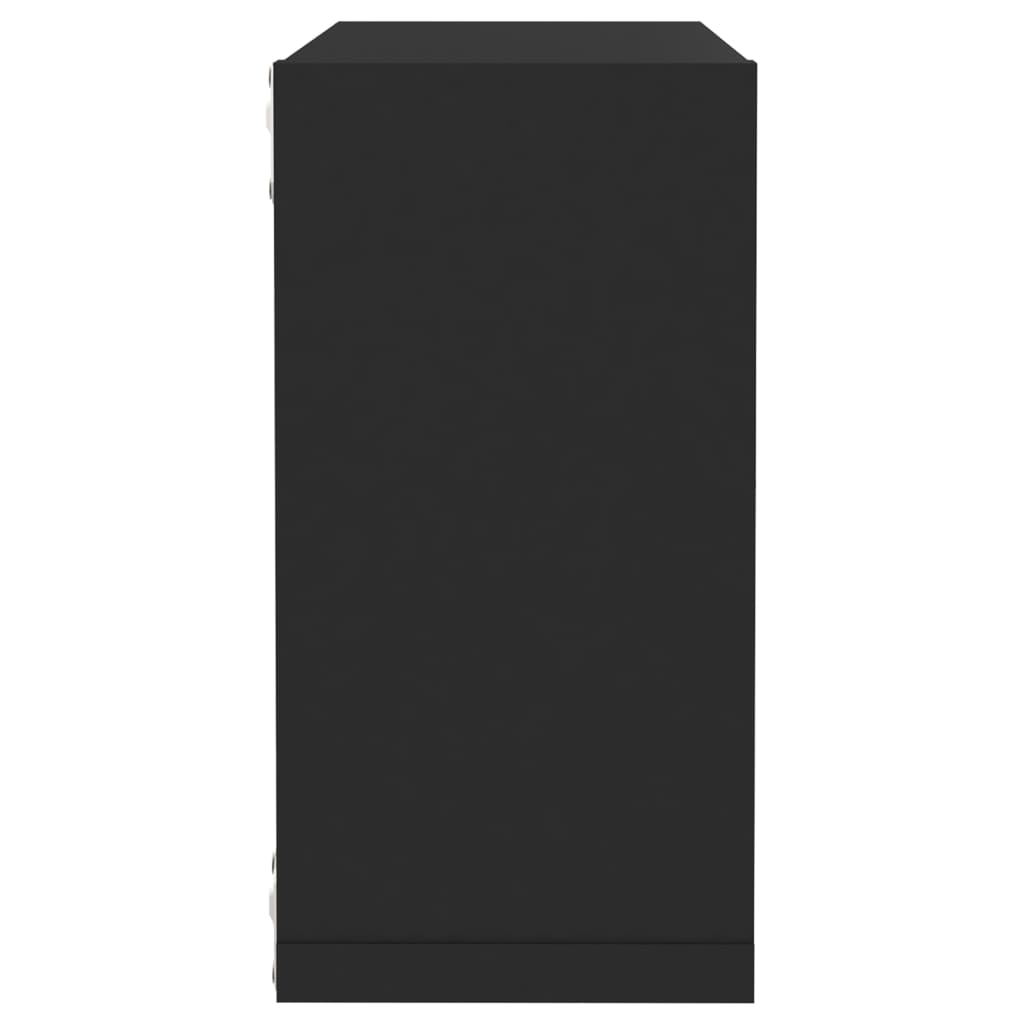 2 db fekete fali kockapolc 30 x 15 x 30 cm