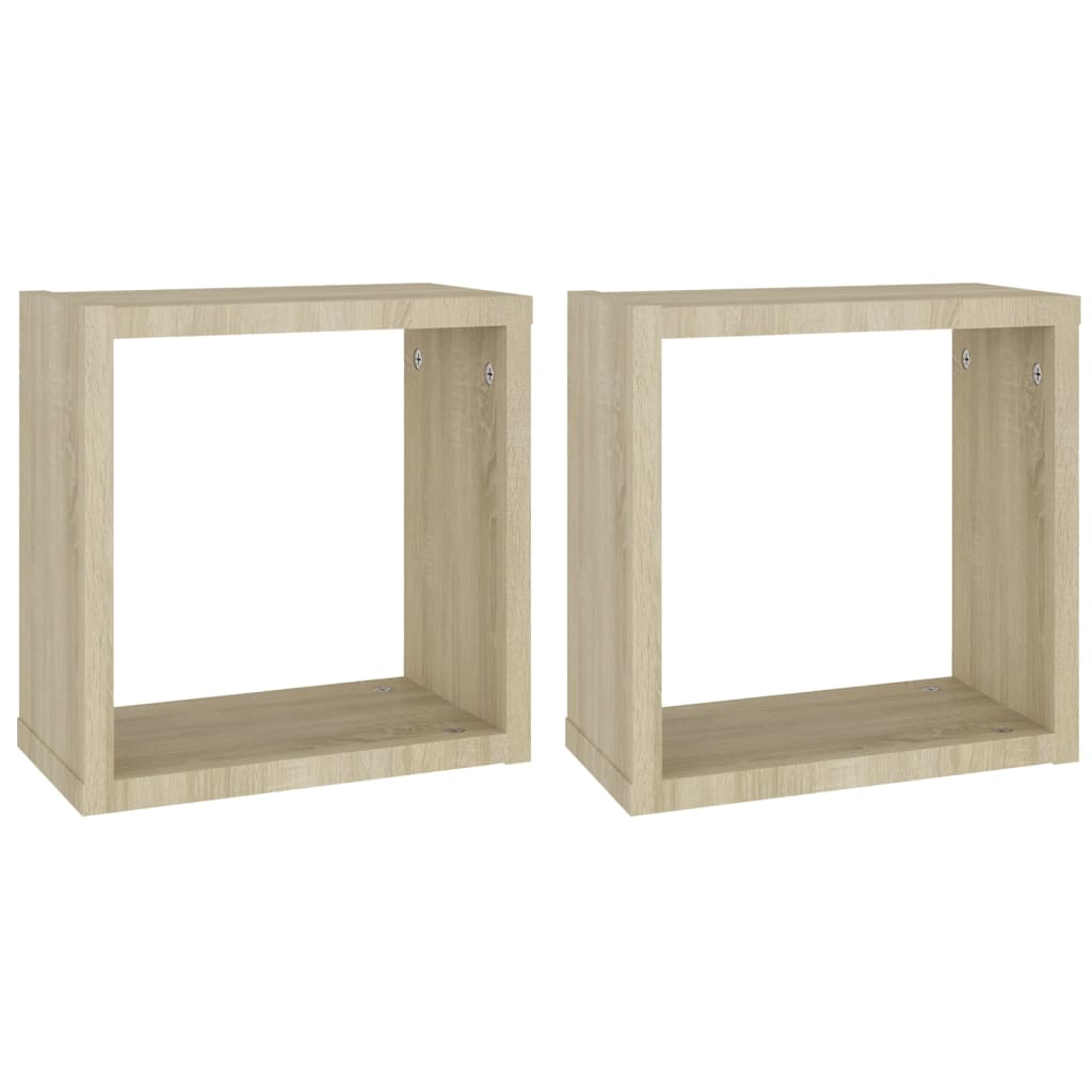 2 db sonoma tölgy színű fali kockapolc 30 x 15 x 30 cm