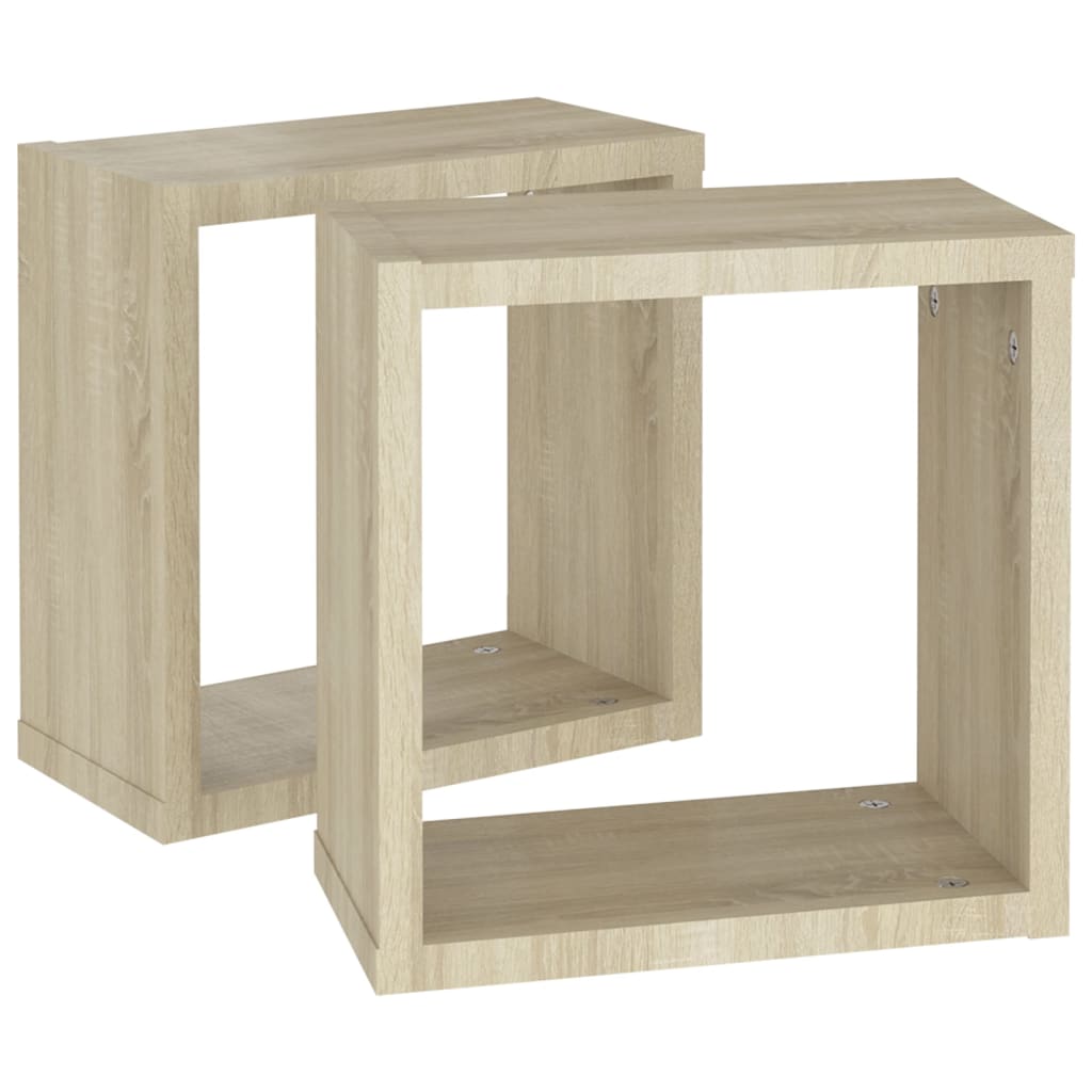 2 db sonoma tölgy színű fali kockapolc 30 x 15 x 30 cm