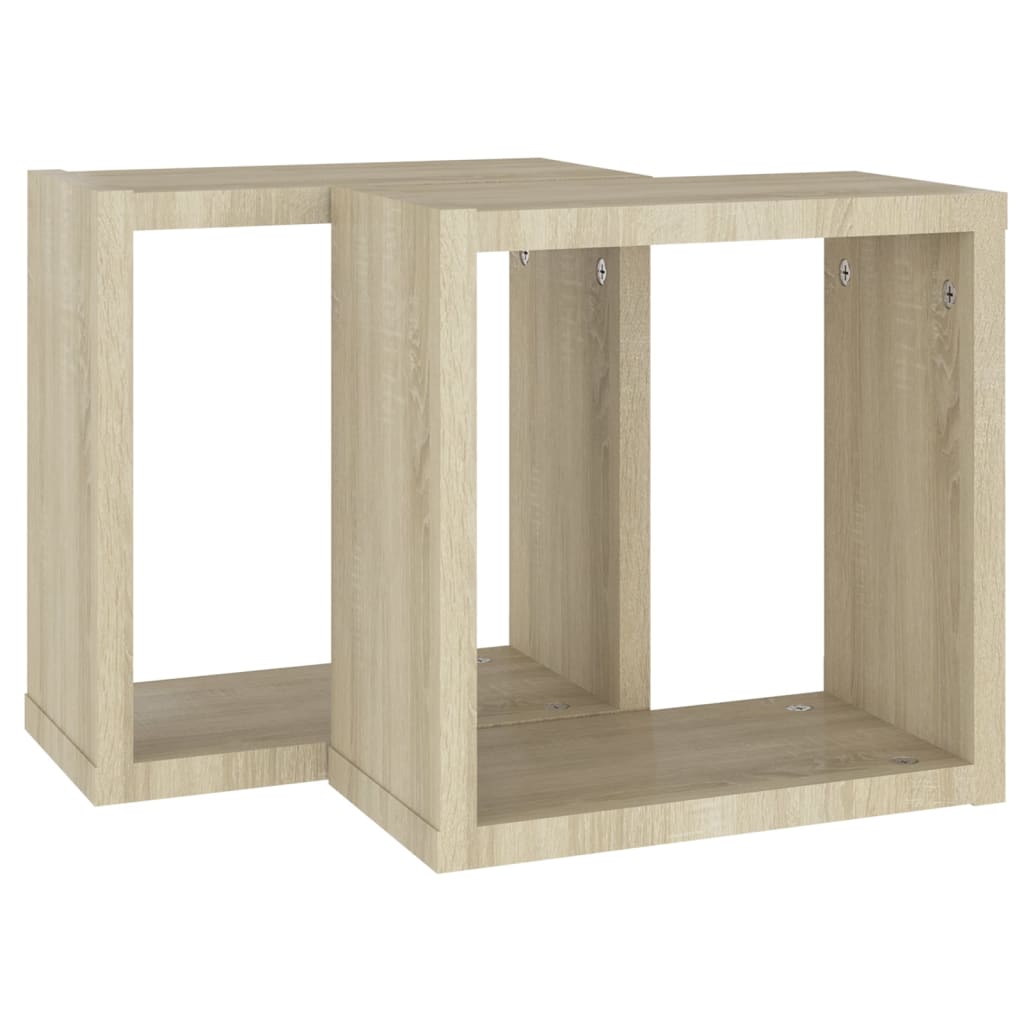 2 db sonoma tölgy színű fali kockapolc 30 x 15 x 30 cm