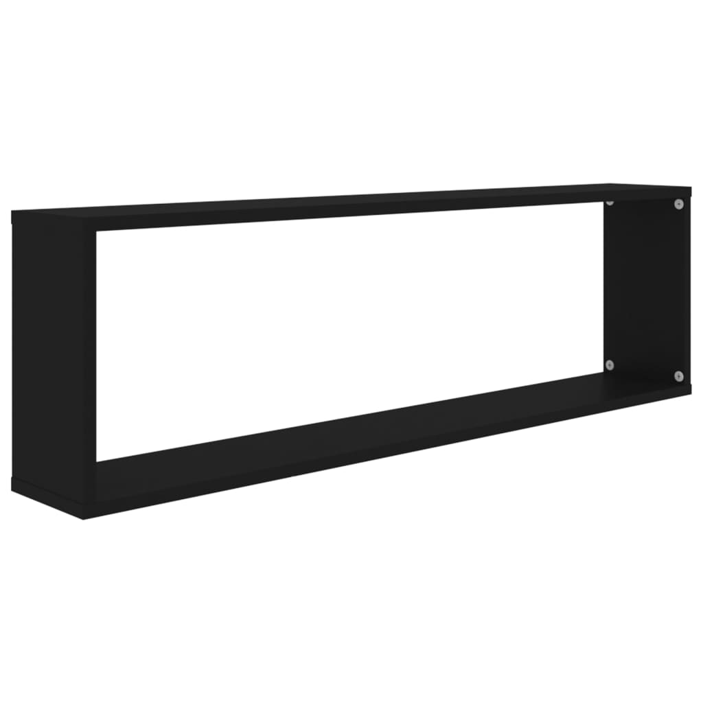 2 db fekete szerelt fa fali polc 100 x 15 x 30 cm
