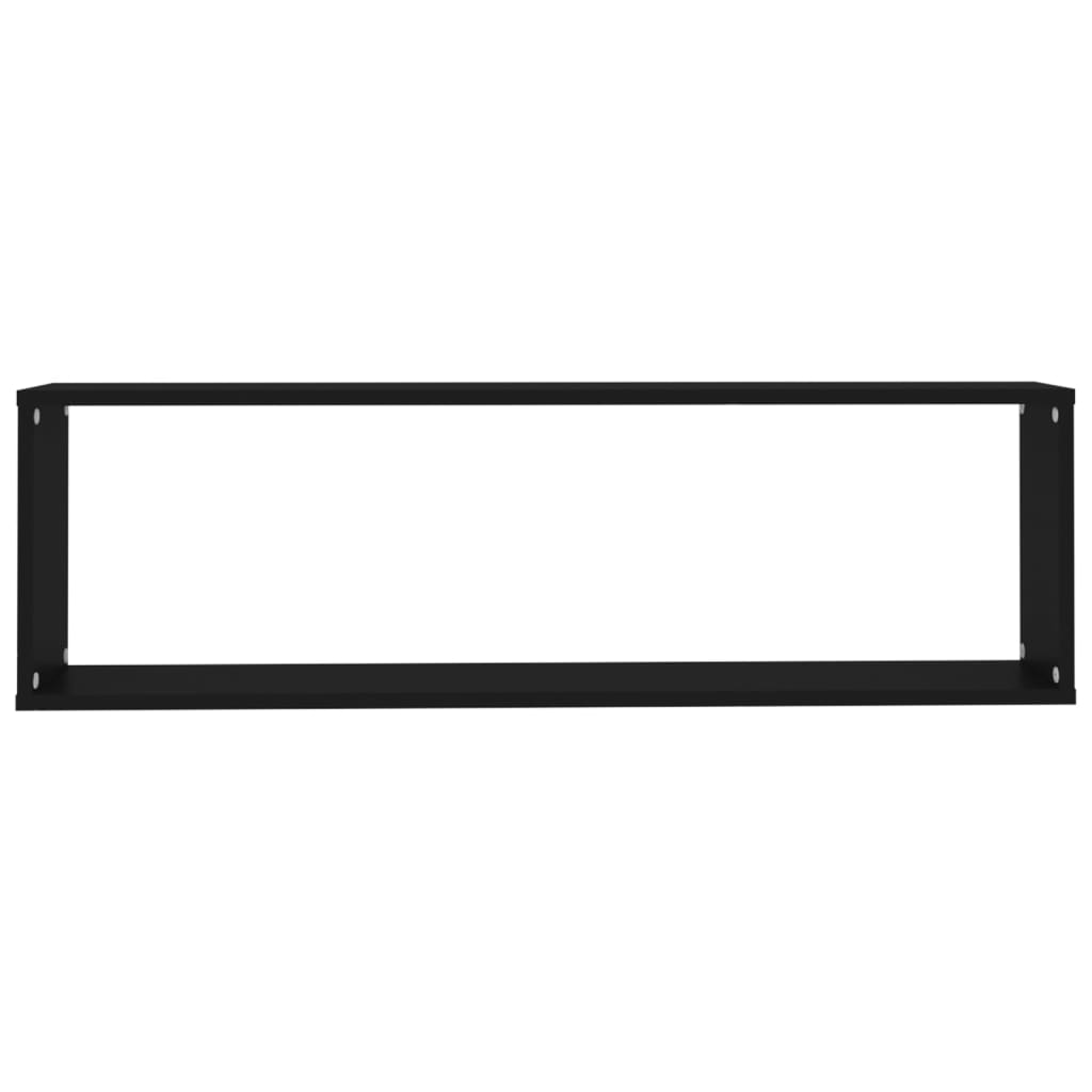 2 db fekete szerelt fa fali polc 100 x 15 x 30 cm