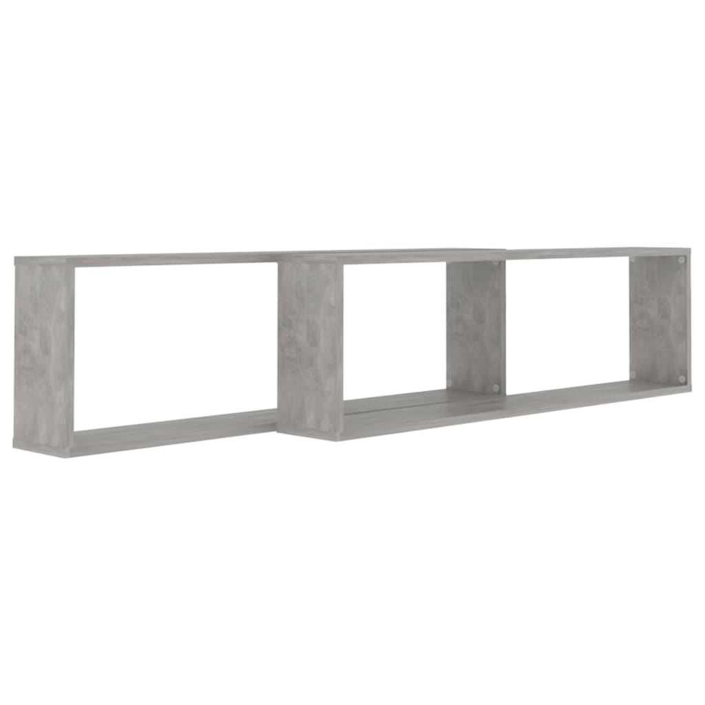 2 db betonszürke szerelt fa fali polc 100 x 15 x 30 cm