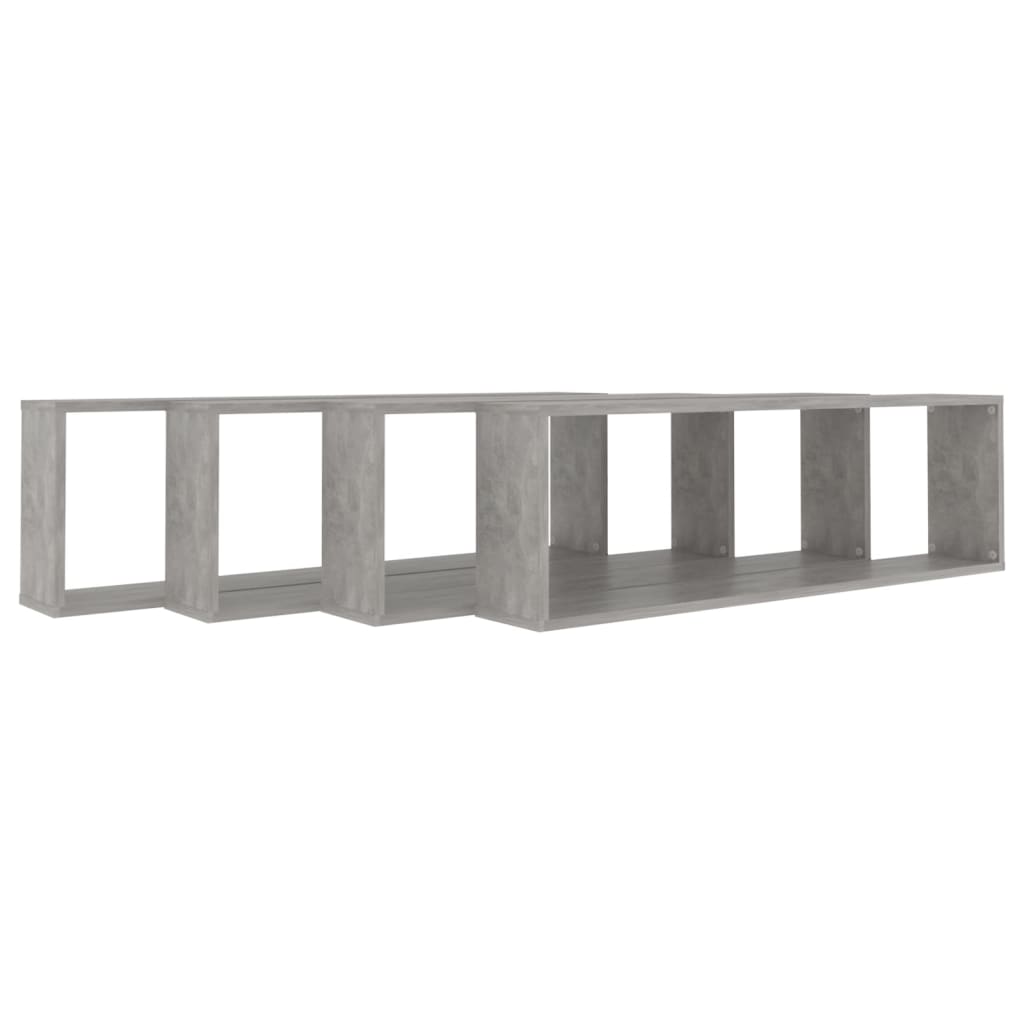 4 db betonszürke szerelt fa fali polc 100 x 15 x 30 cm