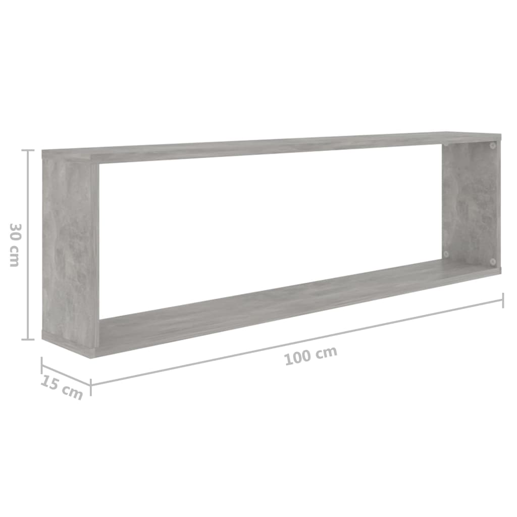 4 db betonszürke szerelt fa fali polc 100 x 15 x 30 cm