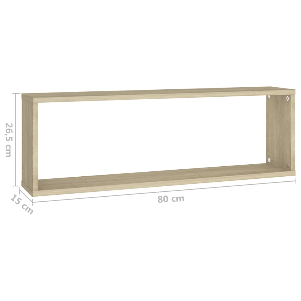 4 db sonoma tölgy színű szerelt fa fali polc 80 x 15 x 26,5 cm