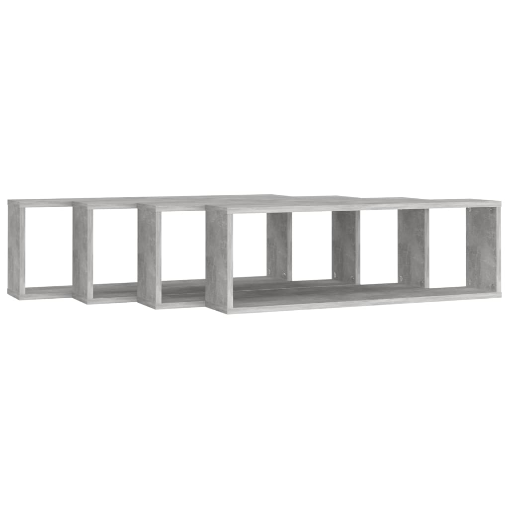 4 db betonszürke szerelt fa fali kockapolc 80 x 15 x 26,5 cm