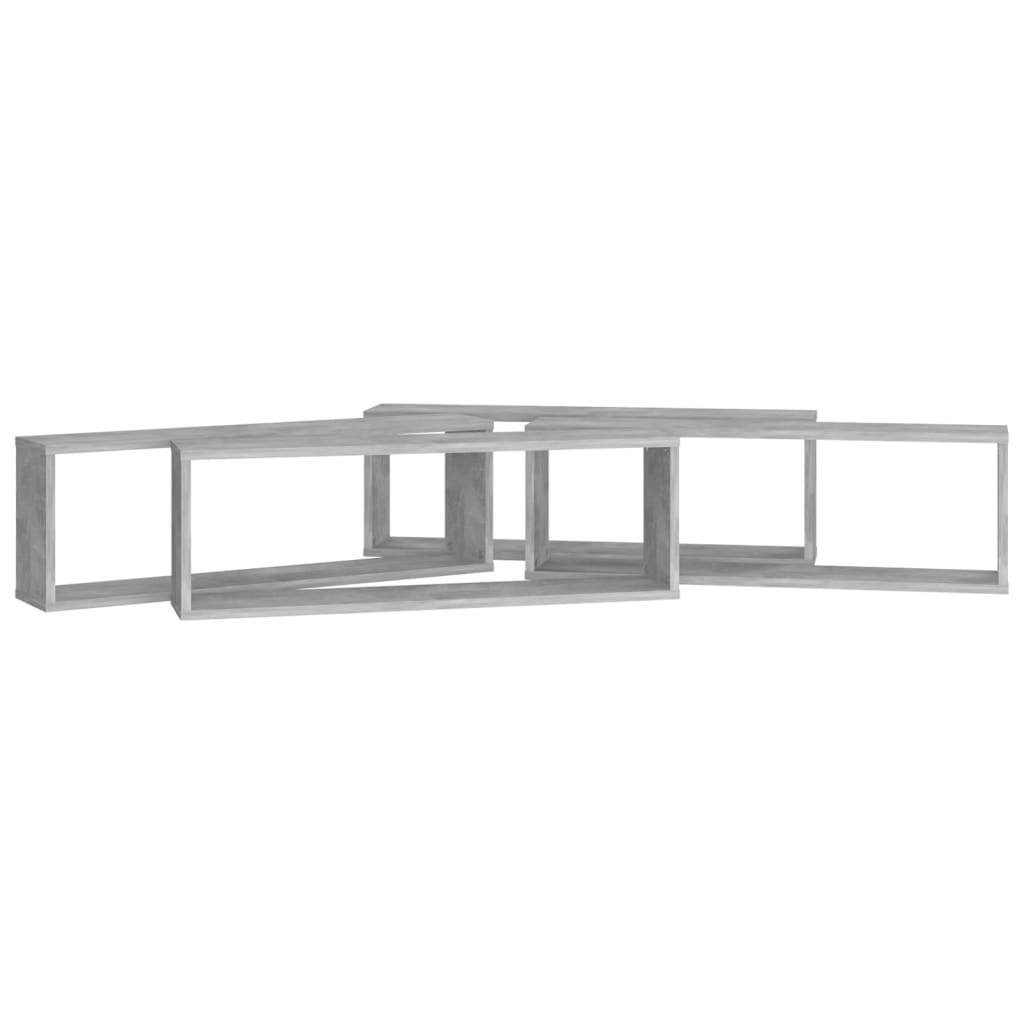 4 db betonszürke szerelt fa fali kockapolc 80 x 15 x 26,5 cm