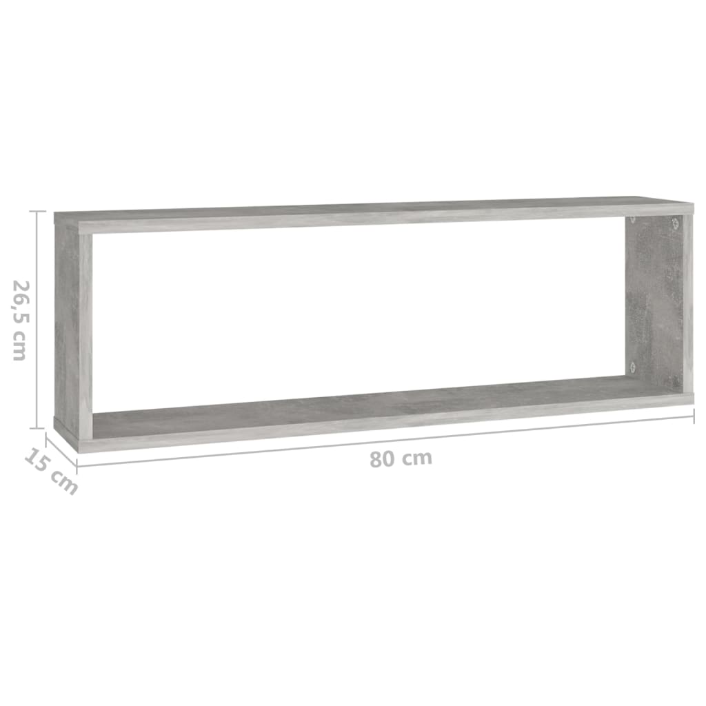 4 db betonszürke szerelt fa fali kockapolc 80 x 15 x 26,5 cm