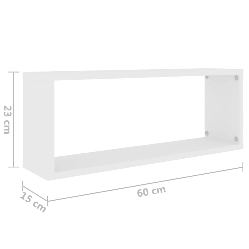 4 db fehér szerelt fa négyszögű fali polc 60 x 15 x 23 cm