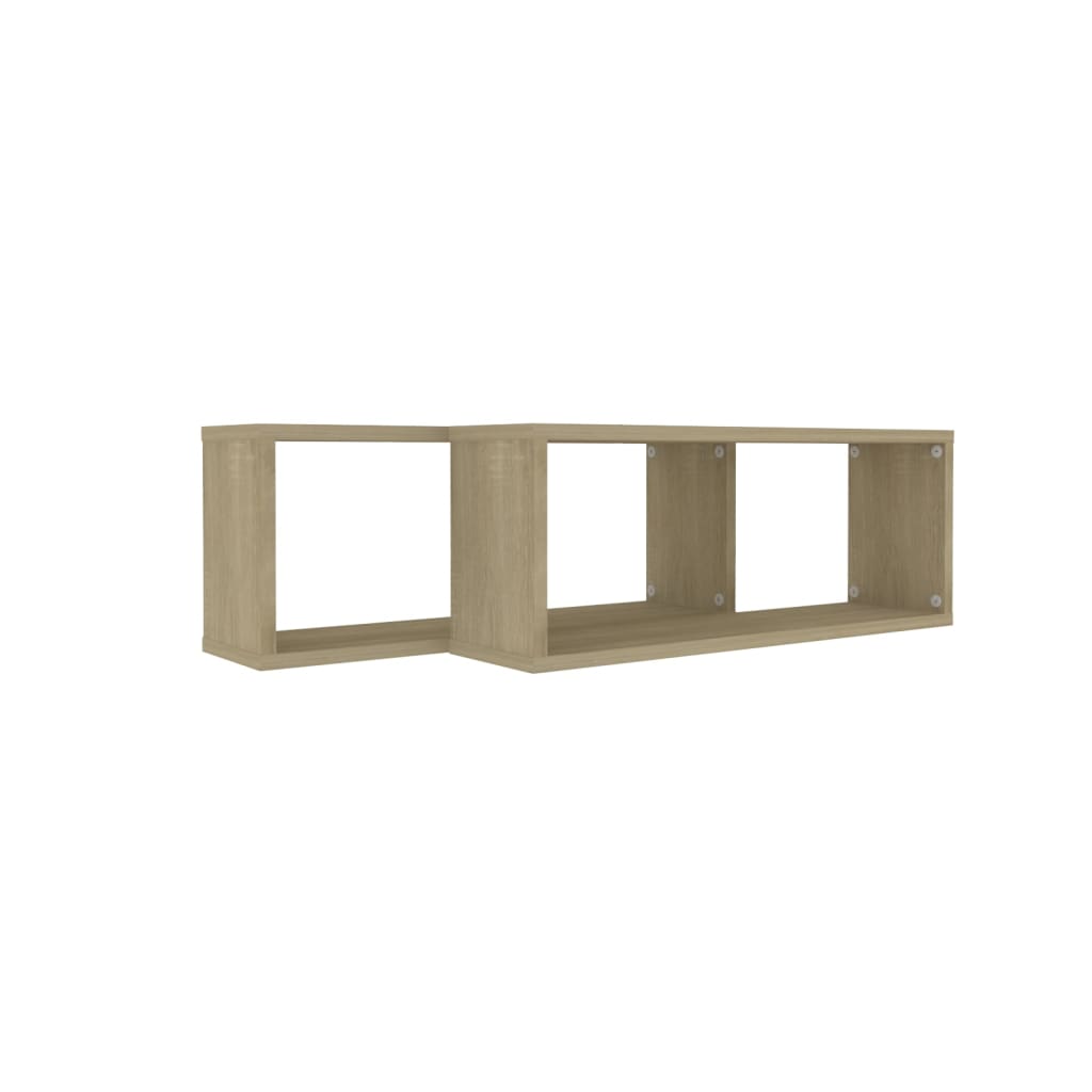 2 db sonoma tölgy szerelt fa négyszögű fali polc 60x15x23 cm