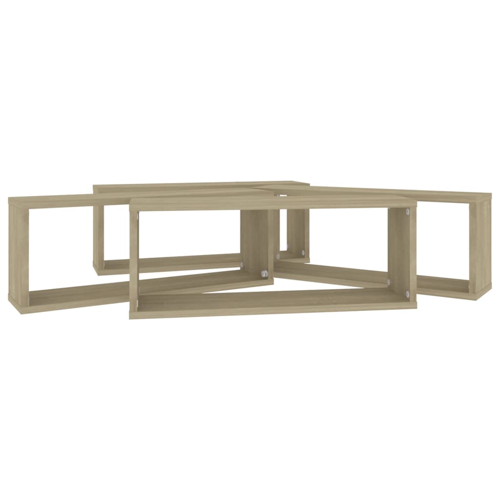 4 db sonoma tölgy szerelt fa négyszögű fali polc 60x15x23cm
