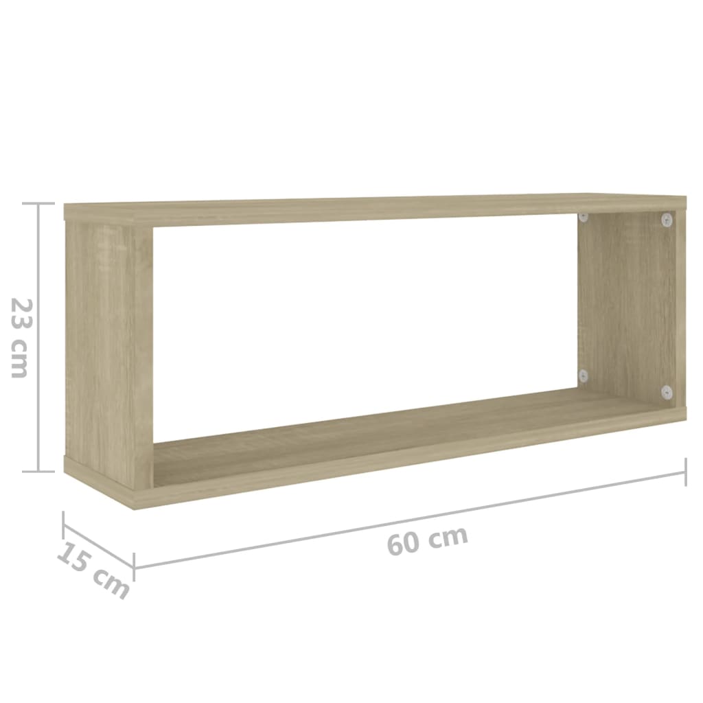 4 db sonoma tölgy szerelt fa négyszögű fali polc 60x15x23cm