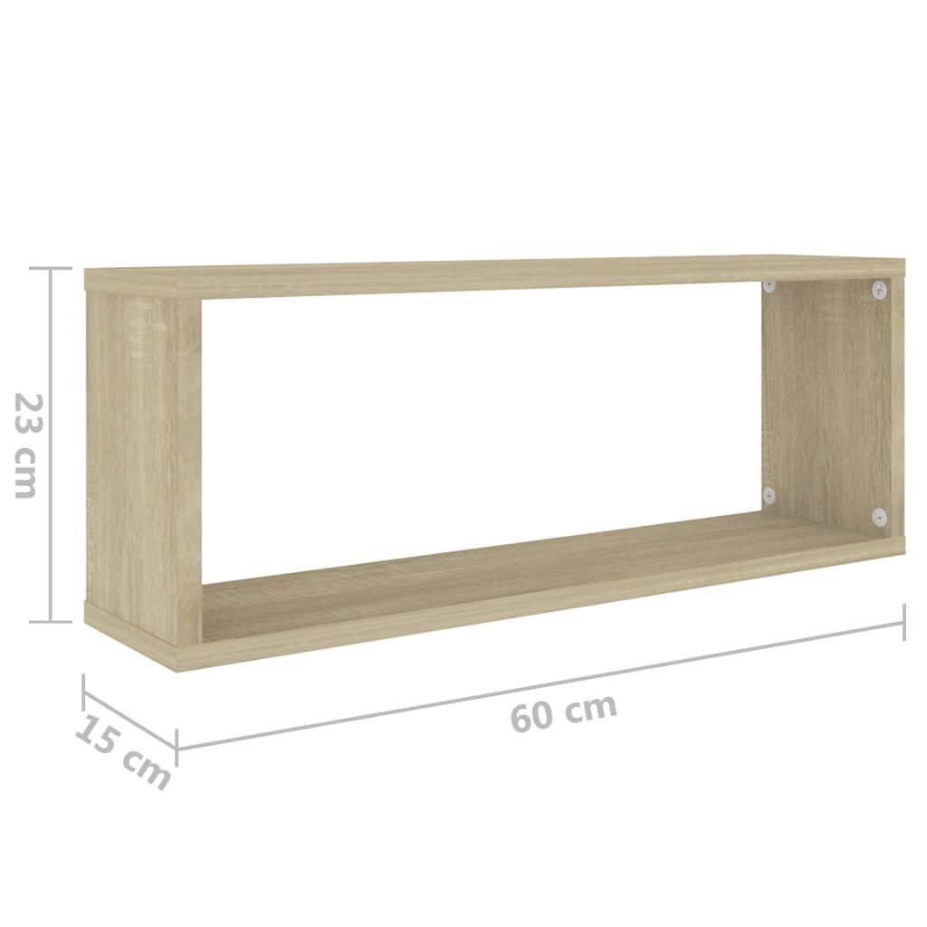 6 db sonoma tölgy szerelt fa négyszögű fali polc 60x15x23cm