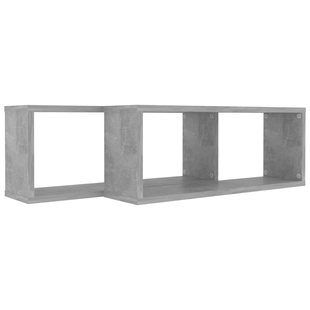 2 db betonszürke szerelt fa négyszögű fali polc 60 x 15 x 23 cm