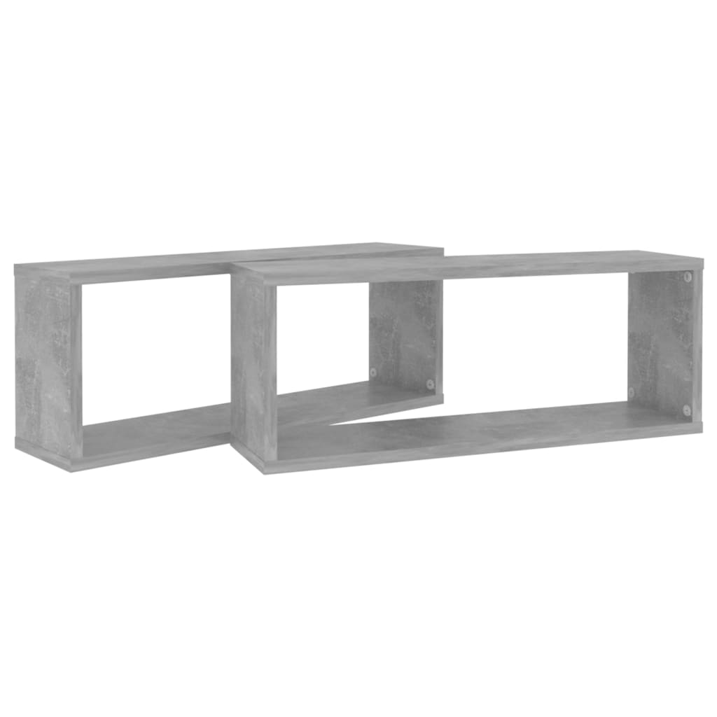 2 db betonszürke szerelt fa négyszögű fali polc 60 x 15 x 23 cm