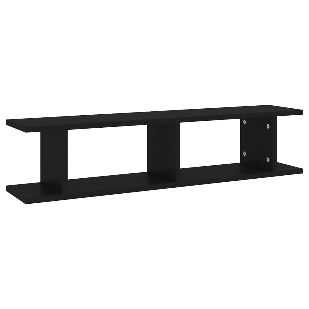 2 db fekete forgácslap fali polc 90 x 18 x 20 cm