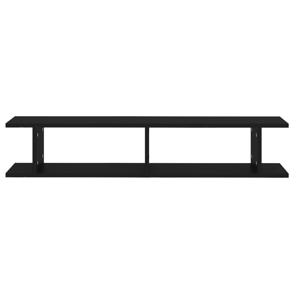 2 db fekete forgácslap fali polc 105 x 18 x 20 cm