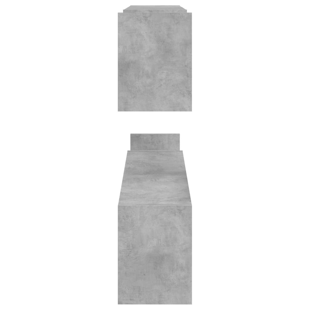 2 db betonszürke szerelt fa fali polc 100 x 15 x 20 cm