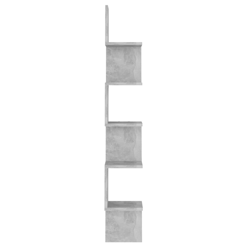 betonszürke szerelt fa fali sarokpolc 20 x 20 x 127,5 cm