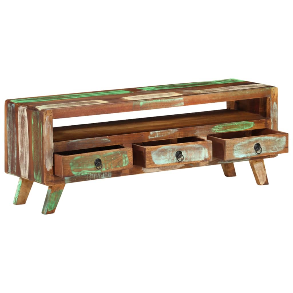 többszínű tömör újrahasznosított fa TV-szekrény 110x30x40 cm
