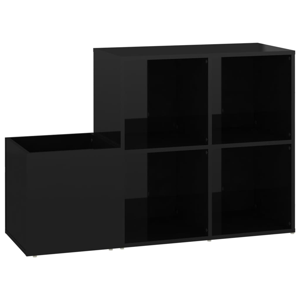 magasfényű fekete előszobai cipősszekrény 105 x 35,5 x 70 cm