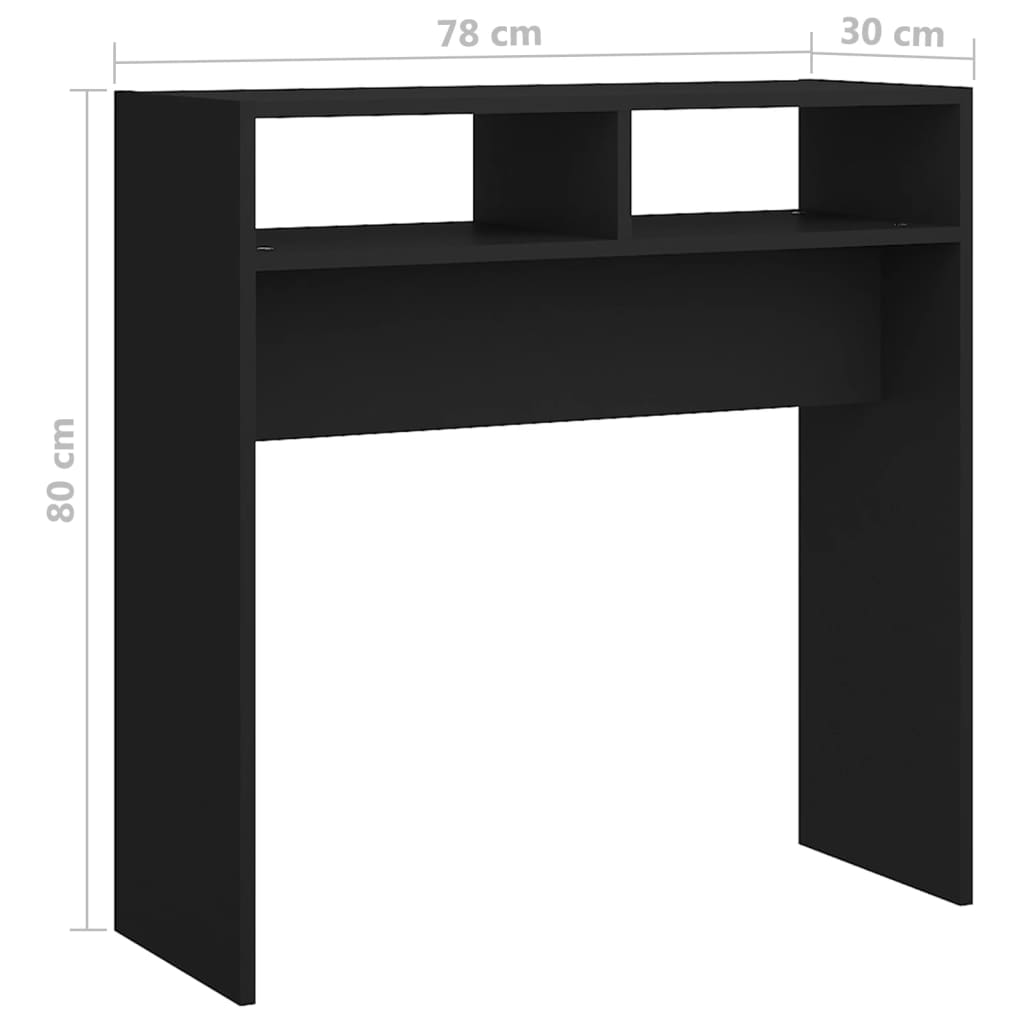 fekete szerelt fa tálalóasztal 78 x 30 x 80 cm