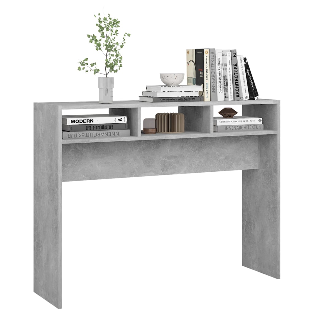 betonszürke szerelt fa tálalóasztal 105 x 30 x 80 cm