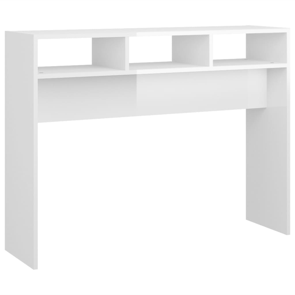 magasfényű fehér szerelt fa tálalóasztal 105 x 30 x 80 cm