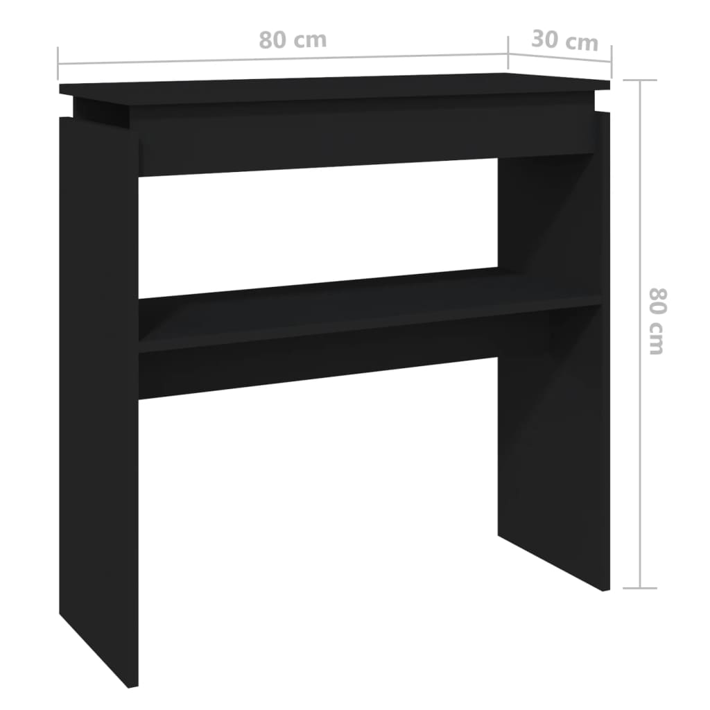 fekete szerelt fa tálalóasztal 80 x 30 x 80 cm