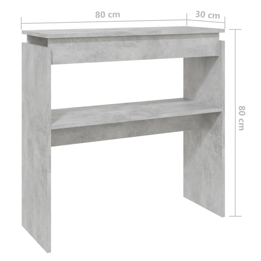 betonszürke szerelt fa tálalóasztal 80 x 30 x 80 cm