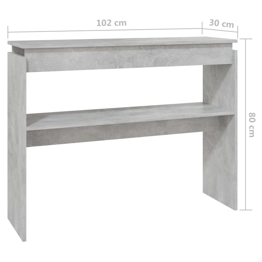 betonszürke szerelt fa tálalóasztal 102 x 30 x 80 cm