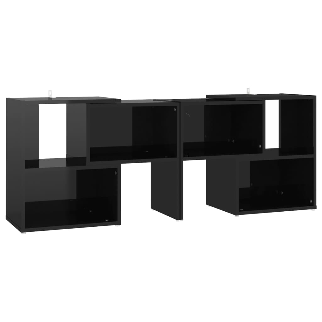 magasfényű fekete szerelt fa TV-szekrény 104 x 30 x 52 cm