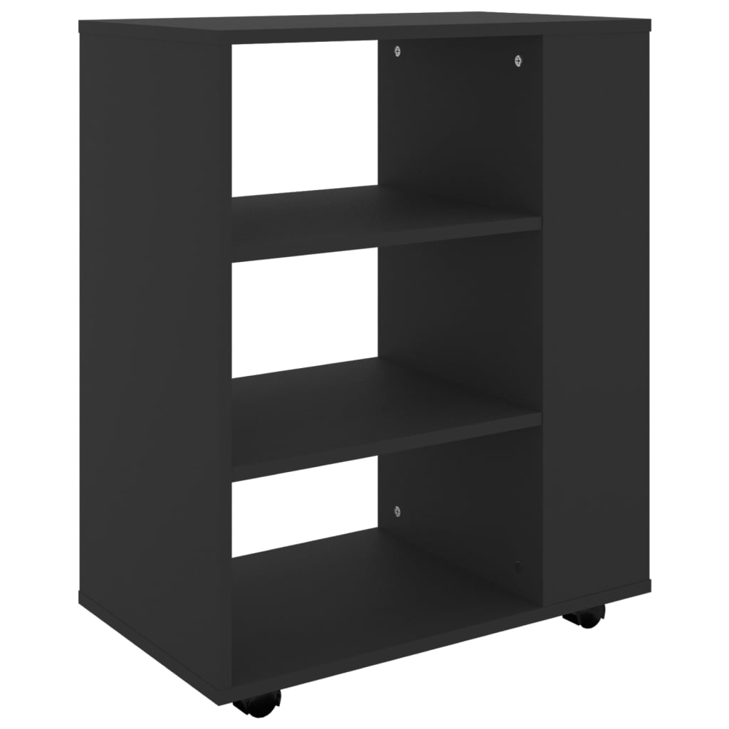 fekete szerelt fa kerekes szekrény 60 x 35 x 75 cm