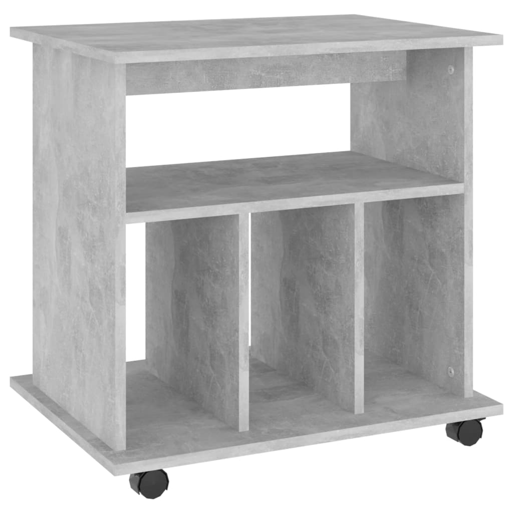 betonszürke szerelt fa kerekes szekrény 60 x 45 x 60 cm
