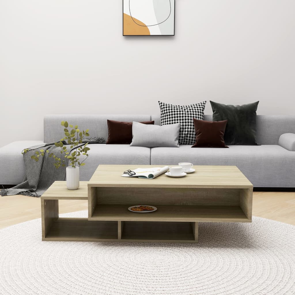 sonoma tölgy színű szerelt fa dohányzóasztal 105 x 55 x 32 cm