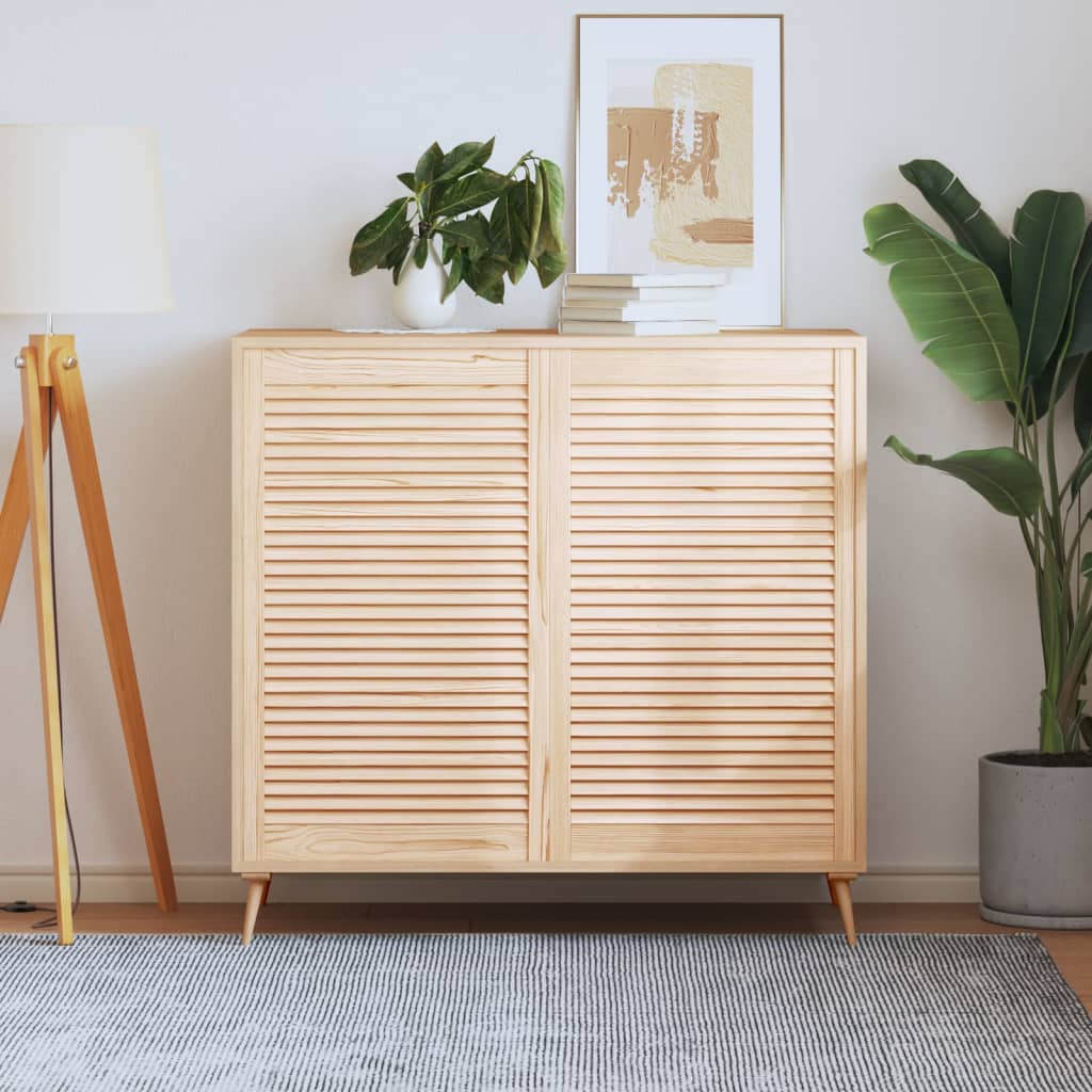 2 db tömör fenyőfa lamellás szekrényajtó 99,3 x 59,4 cm