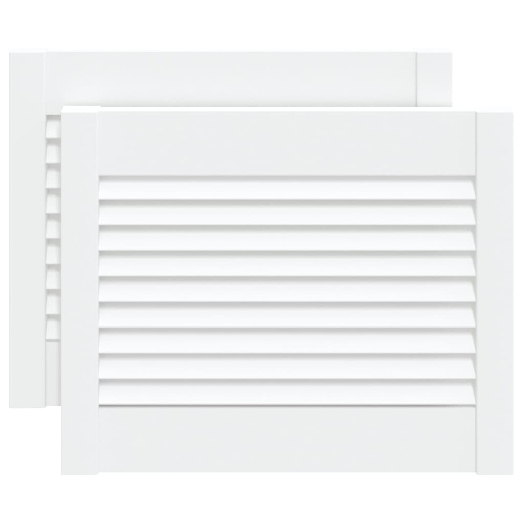 2 db fehér tömör fenyőfa lamellás szekrényajtó 39,5 x 49,4 cm