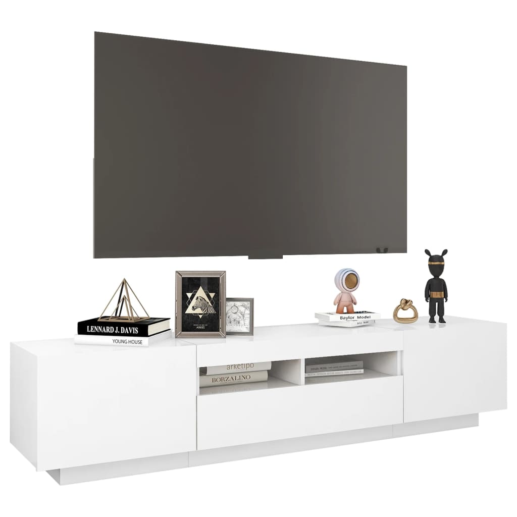 fehér TV-szekrény LED-lámpákkal 180 x 35 x 40 cm