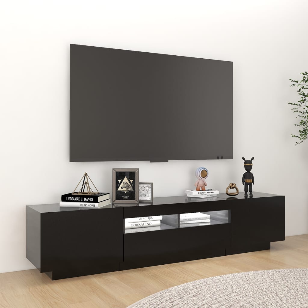 fekete TV-szekrény LED-lámpákkal 180 x 35 x 40 cm