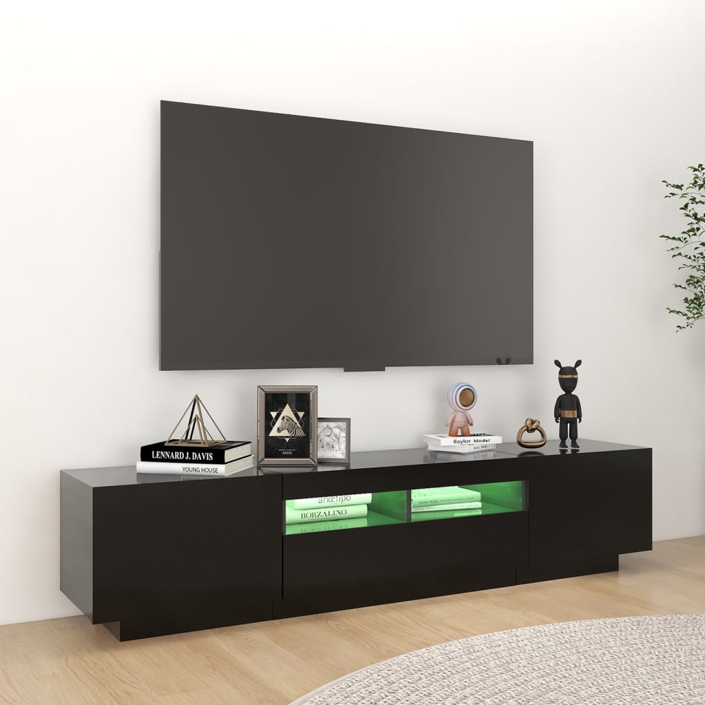 fekete TV-szekrény LED-lámpákkal 180 x 35 x 40 cm